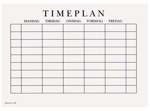 Timeplan A5 gangetabell 